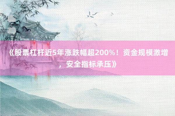 《股票杠杆近5年涨跌幅超200%！资金规模激增，安全指标承压》