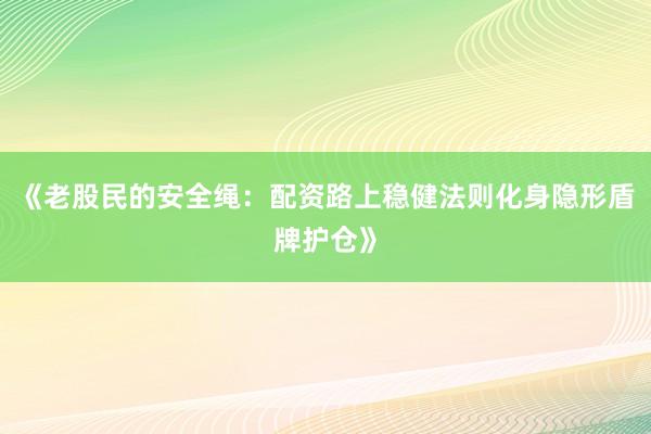 《老股民的安全绳：配资路上稳健法则化身隐形盾牌护仓》