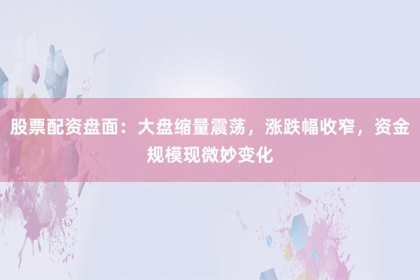 股票配资盘面：大盘缩量震荡，涨跌幅收窄，资金规模现微妙变化