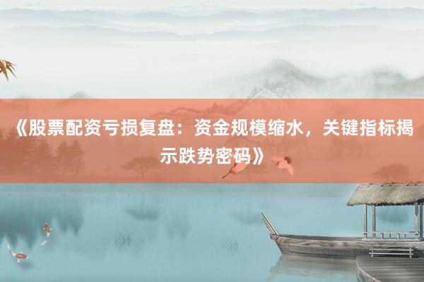 《股票配资亏损复盘：资金规模缩水，关键指标揭示跌势密码》