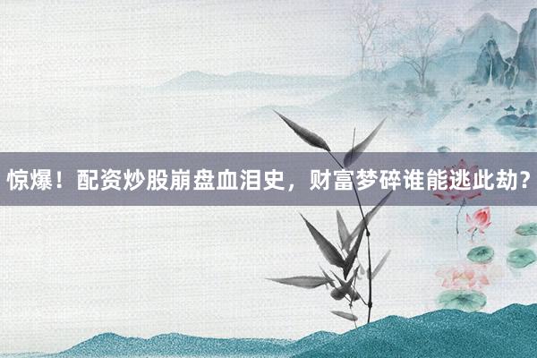 惊爆！配资炒股崩盘血泪史，财富梦碎谁能逃此劫？